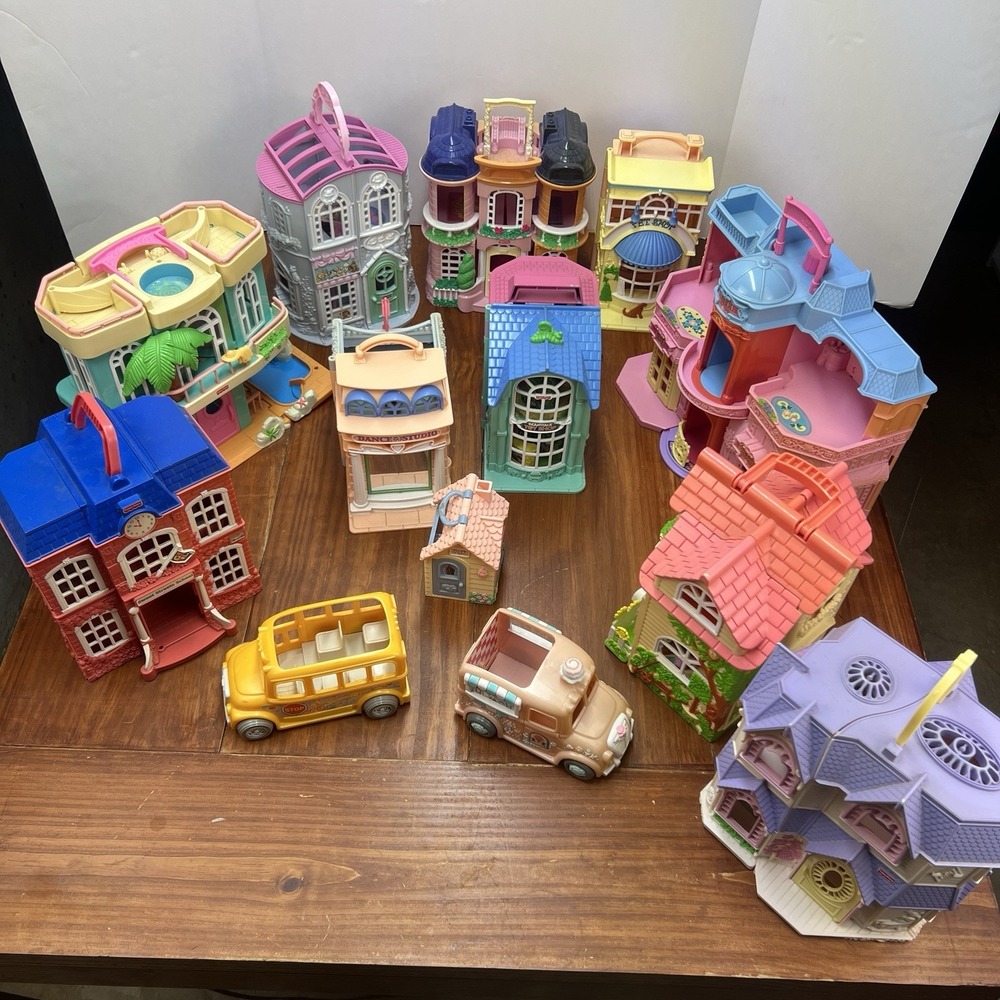 Fisher Price Sweet Streets Huge Lot Houses Buildings Figures Furniture Vehicles